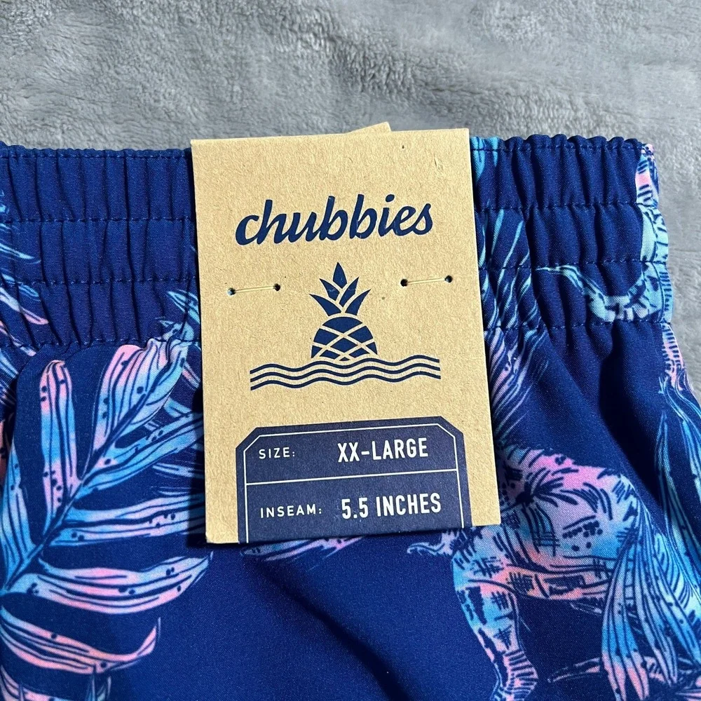 Chubbies Swim Trunks Mens 2XL New Prehistoric Blues 5.5'' Dinosaur T Rex Floral
